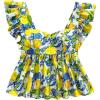 imageMakeMeChic Womens Lemon Print Ruffle Sleeve Blouse Peplum Summer Shirt TopsYellow