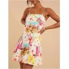 imageMakeMeChic Womens Floral Boho Dress Sleeveless Vacation Mini Short Dress Tie Backless SundressBoots Print