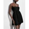 imageMakeMeChic Womens Summer Strapless Tube Top Dress Eyelet Embroidery Cut Out Sleeveless Mini DressesBlack