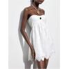imageMakeMeChic Womens Summer Strapless Tube Top Dress Eyelet Embroidery Cut Out Sleeveless Mini DressesWhite