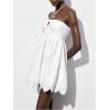 imageMakeMeChic Womens Summer Strapless Tube Top Dress Eyelet Embroidery Cut Out Sleeveless Mini DressesWhite