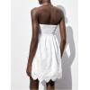 imageMakeMeChic Womens Summer Strapless Tube Top Dress Eyelet Embroidery Cut Out Sleeveless Mini DressesWhite