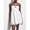 imageMakeMeChic Womens Summer Strapless Tube Top Dress Eyelet Embroidery Cut Out Sleeveless Mini DressesWhite