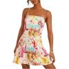 imageMakeMeChic Womens Floral Boho Dress Sleeveless Vacation Mini Short Dress Tie Backless SundressBoots Print