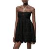 imageMakeMeChic Womens Summer Strapless Tube Top Dress Eyelet Embroidery Cut Out Sleeveless Mini DressesBlack