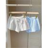 imageMakeMeChic Womens 2 Pack Linen Shorts Summer Beach Pajama Boxer ShortsBow Blue White