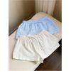 imageMakeMeChic Womens 2 Pack Linen Shorts Summer Beach Pajama Boxer ShortsBow Blue White