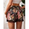 imageMakeMeChic Womens Floral Print Shorts Tassel Hem Elastic Waist Wide Leg Summer Boho ShortsMulticolor