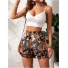 imageMakeMeChic Womens Floral Print Shorts Tassel Hem Elastic Waist Wide Leg Summer Boho ShortsMulticolor