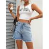 imageMakeMeChic Womens Jorts Baggy High Waisted Jean Shorts Casual Raw Hem Straight Leg Summer Denim ShortsBlue a