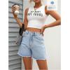 imageMakeMeChic Womens Jorts Baggy High Waisted Jean Shorts Casual Raw Hem Straight Leg Summer Denim ShortsLight Blue