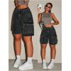 imageMakeMeChic Womens Jorts Low Waist Denim Cargo Shorts Flap Pocket Baggy Y2K Bermuda Jean ShortsBlack