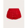 imageMakeMeChic Womens Plus Size Ruffle Shorts Floral Layered Lace Lolita Elastic Waist Pumpkin ShortRed