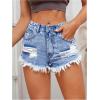 imageMakeMeChic Womens Ripped Denim Shorts Raw Trim Straight Leg Jean Shorts with PocketLight Wash a