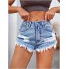 imageMakeMeChic Womens Ripped Denim Shorts Raw Trim Straight Leg Jean Shorts with PocketLight Wash a