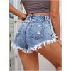 imageMakeMeChic Womens Ripped Denim Shorts Raw Trim Straight Leg Jean Shorts with PocketLight Wash a
