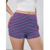 imageMakeMeChic Womens Striped Shorts Crochet Knit Pajama Micro Mini Boxer Lounge Shorts Summer BottomsBlue and Brown
