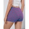 imageMakeMeChic Womens Striped Shorts Crochet Knit Pajama Micro Mini Boxer Lounge Shorts Summer BottomsBlue and Brown