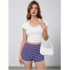 imageMakeMeChic Womens Striped Shorts Crochet Knit Pajama Micro Mini Boxer Lounge Shorts Summer BottomsBlue and Brown