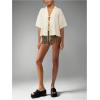 imageMakeMeChic Womens Striped Shorts Crochet Knit Pajama Micro Mini Boxer Lounge Shorts Summer BottomsChocolate Brown