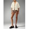 imageMakeMeChic Womens Striped Shorts Crochet Knit Pajama Micro Mini Boxer Lounge Shorts Summer BottomsCoffee Brown