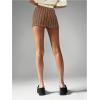 imageMakeMeChic Womens Striped Shorts Crochet Knit Pajama Micro Mini Boxer Lounge Shorts Summer BottomsCoffee Brown