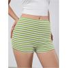 imageMakeMeChic Womens Striped Shorts Crochet Knit Pajama Micro Mini Boxer Lounge Shorts Summer BottomsGreen