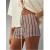 imageMakeMeChic Womens Striped Shorts Crochet Knit Pajama Micro Mini Boxer Lounge Shorts Summer BottomsLilac Purple