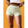 imageMakeMeChic Womens Striped Shorts Crochet Knit Pajama Micro Mini Boxer Lounge Shorts Summer BottomsMulticolor C