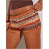 imageMakeMeChic Womens Striped Shorts Crochet Knit Pajama Micro Mini Boxer Lounge Shorts Summer BottomsMulticolor D