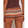 imageMakeMeChic Womens Striped Shorts Crochet Knit Pajama Micro Mini Boxer Lounge Shorts Summer BottomsMulticolor D