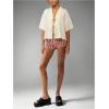 imageMakeMeChic Womens Striped Shorts Crochet Knit Pajama Micro Mini Boxer Lounge Shorts Summer BottomsPink B