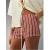 imageMakeMeChic Womens Striped Shorts Crochet Knit Pajama Micro Mini Boxer Lounge Shorts Summer BottomsPink B