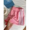 imageMakeMeChic Womens Striped Wide Leg Workout Shorts Casual Lounge Running ShortsPink B