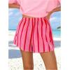 imageMakeMeChic Womens Striped Wide Leg Workout Shorts Casual Lounge Running ShortsRed Striped