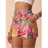 imageMakeMeChic Womens Tropical Print Shorts Drawstring Waist Wide Leg Summer Casual ShortsMulticolor