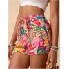imageMakeMeChic Womens Tropical Print Shorts Drawstring Waist Wide Leg Summer Casual ShortsMulticolor