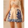 imageMakeMeChic Womens Tropical Print Wide Leg Shorts Button Front Zip Fly Boho ShortsMulticolor