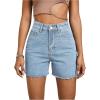 imageMakeMeChic Womens Jorts Baggy High Waisted Jean Shorts Casual Raw Hem Straight Leg Summer Denim ShortsBlue C