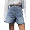 imageMakeMeChic Womens Jorts Baggy High Waisted Jean Shorts Casual Raw Hem Straight Leg Summer Denim ShortsLight Wash