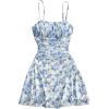 imageMakeMeChic Womens Plus Size Floral Sun Dress Cami Dress Ruched Backless Ruffle Boho Mini DressesMulticolor