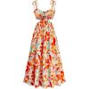 imageMakeMeChic Womens Plus Size Floral Tie Shoulder Cami Dress Cut Out Shirred Flowy Maxi Dresses SundressOrange