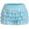imageMakeMeChic Womens Plus Size Ruffle Shorts Floral Layered Lace Lolita Elastic Waist Pumpkin ShortBlue