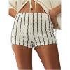 imageMakeMeChic Womens Striped Shorts Crochet Knit Pajama Micro Mini Boxer Lounge Shorts Summer BottomsApricot
