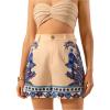 imageMakeMeChic Womens Tropical Print Wide Leg Shorts Button Front Zip Fly Boho ShortsMulticolor