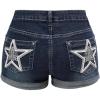 imageMakeMeChic Womens Y2K Summer Star Print Drop Low Rise Denim Shorts JeansBlue