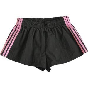 imageMakeMeChic Womens Striped Wide Leg Workout Shorts Casual Lounge Running ShortsBlack and Pink