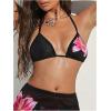 imageMakeMeChic Womens Floral Bikini Top Halter Triangle Tie Backless Bathing Suit TopsBlack