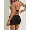 imageMakeMeChic Womens Floral Bikini Top Halter Triangle Tie Backless Bathing Suit TopsBlack