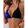imageMakeMeChic Womens Floral Halter Bikini Top Metal Ring Triangle Backless Swimwear Bathing Suit TopsBlack and Blue